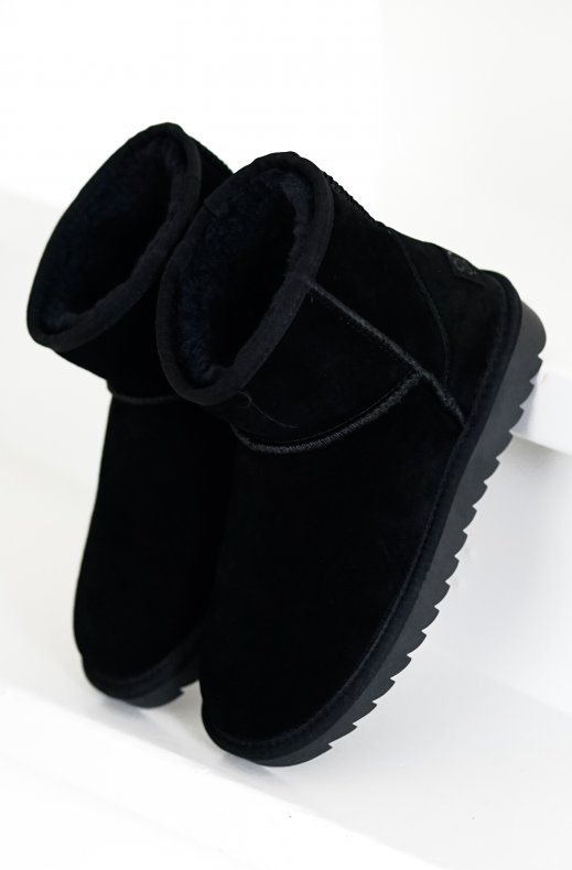 Colors of California - Winter Boot in Suede with Wool Blend Lining YW001 Black
