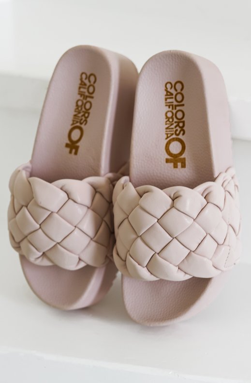 Colors of California - Platform Slide Braided Upper - Pink
