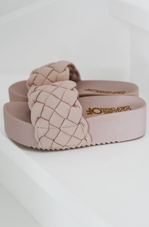 Colors of California - Platform Slide Braided Upper - Pink