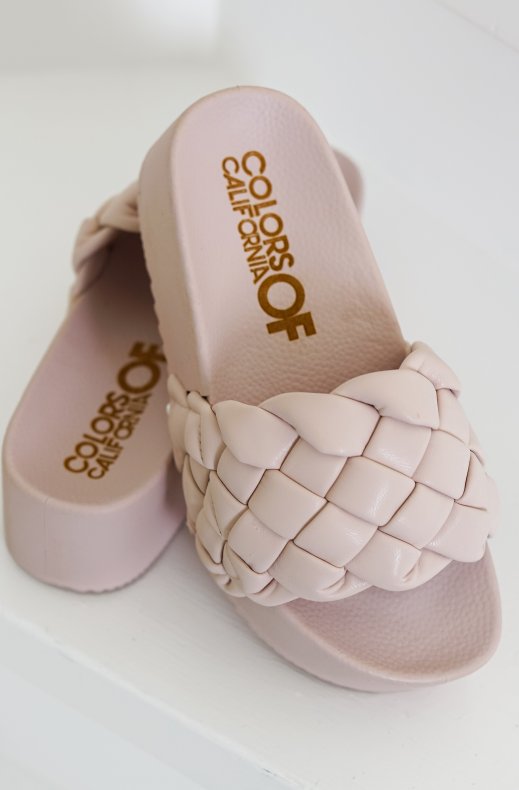 Colors of California - Platform Slide Braided Upper - Pink