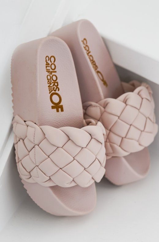 Colors of California - Platform Slide Braided Upper - Pink