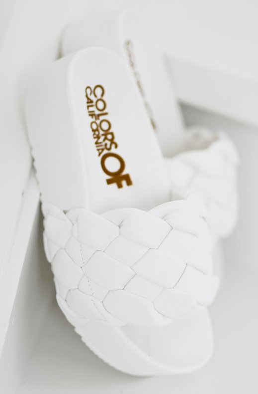 Colors of California - Platform Slide Braided Upper - White