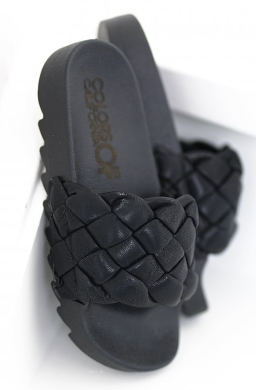 Colors of California - Slide with Braided Upper - Black