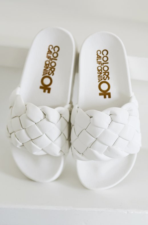 Colors of California - Slide with Braided Upper - White