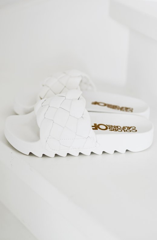 Colors of California - Slide with Braided Upper - White