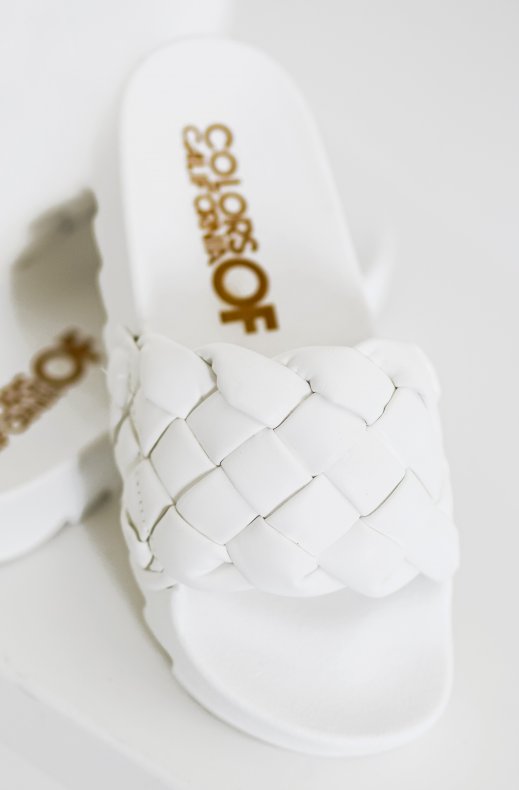Colors of California - Slide with Braided Upper - White