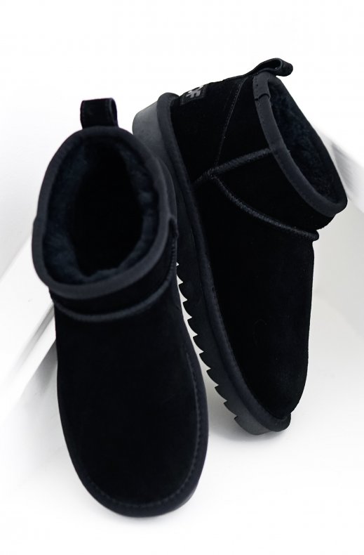 Colors of California - Short winter boot in Suede YW078 - Black