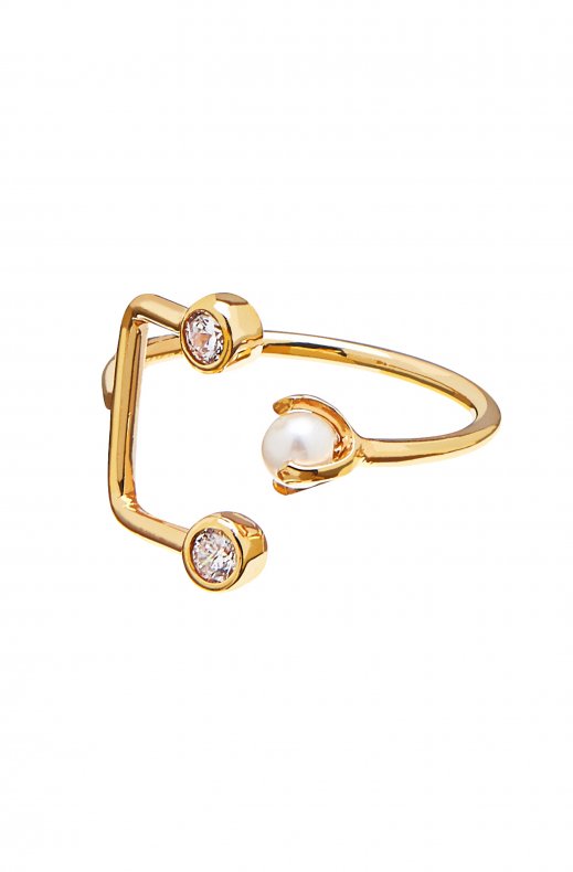 CU Jewellery - Pearl Brilliant Double Ring Gold