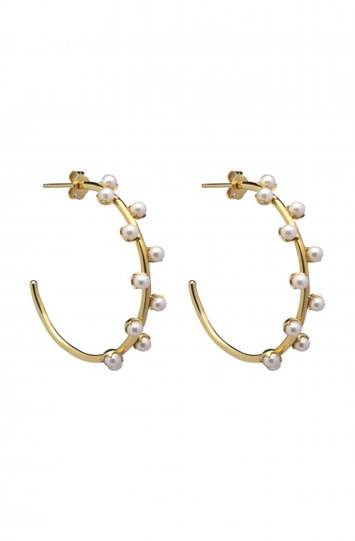 CU Jewellery - Pearl Hoop Earring Gold