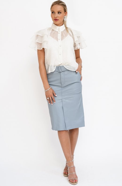 Custommade - Rinora Leather Skirt Dusty Blue