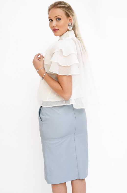 Custommade - Rinora Leather Skirt Dusty Blue