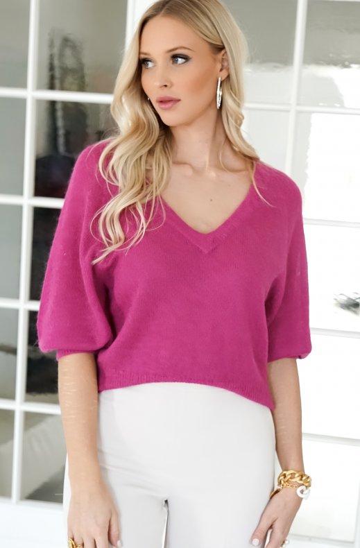 Dante 6 - Rhoda v-neck Sweater - Cassis Pink