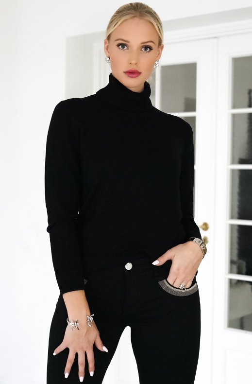 FREEQUENT – JOANNE PULLOVER ROLLNECK BLACK