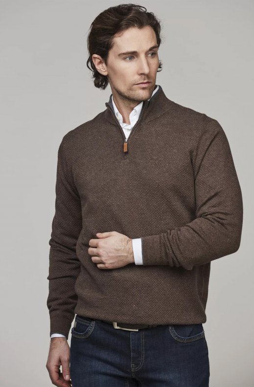 Hansen & Jacob - Half Zip Diamond Knit - Brown 65