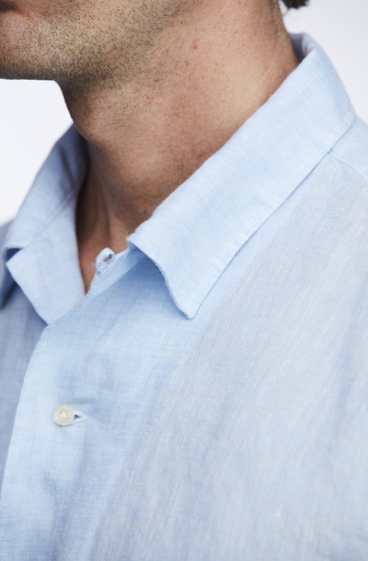 Hansen & Jacob - Linen Short Sleeve Resort Shirt - Light Blue 42