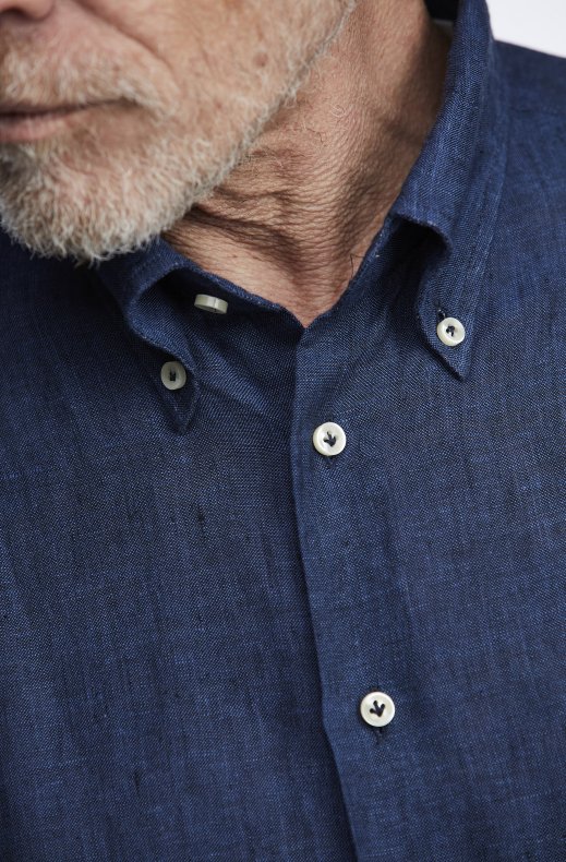 Hansen & Jacob - Linen Shirt Button Down - Dark Blue 47