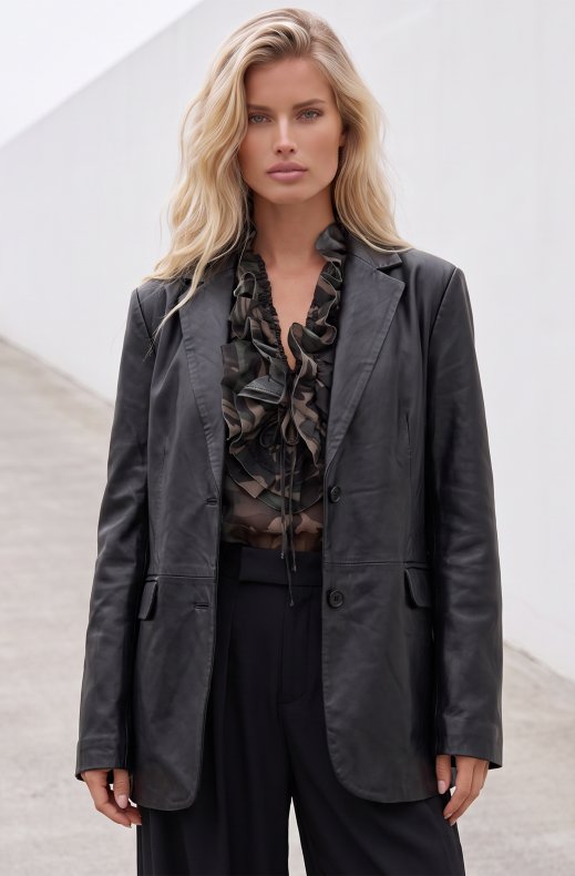 Human Scales - Tova Leather Blazer Black
