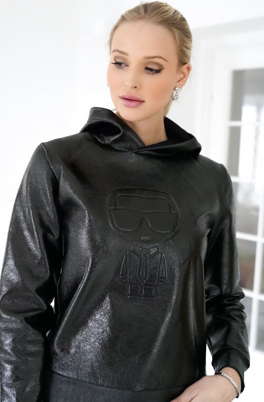 Karl Lagerfeld - ikonik metallic hoodie black