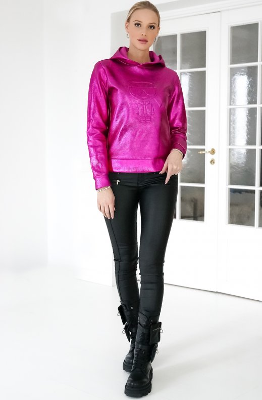 Karl Lagerfeld - ikonik metallic hoodie pink