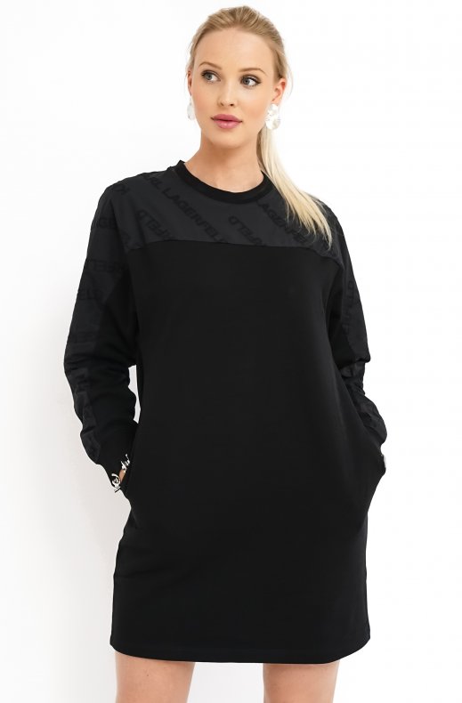 Karl Lagerfeld - Karl Sweatshirt Dress Logo Sleeves Black