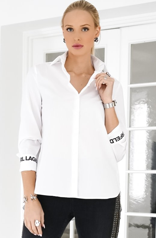 KARL LAGERFELD – WHITE SHIRT WITH LOGO SLEEVES