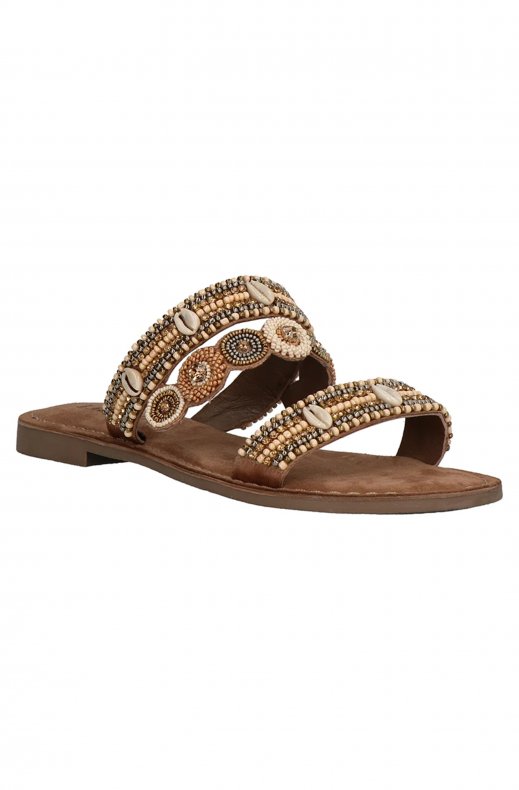 Lazamani 75778 Strap Mule Beads Taupe
