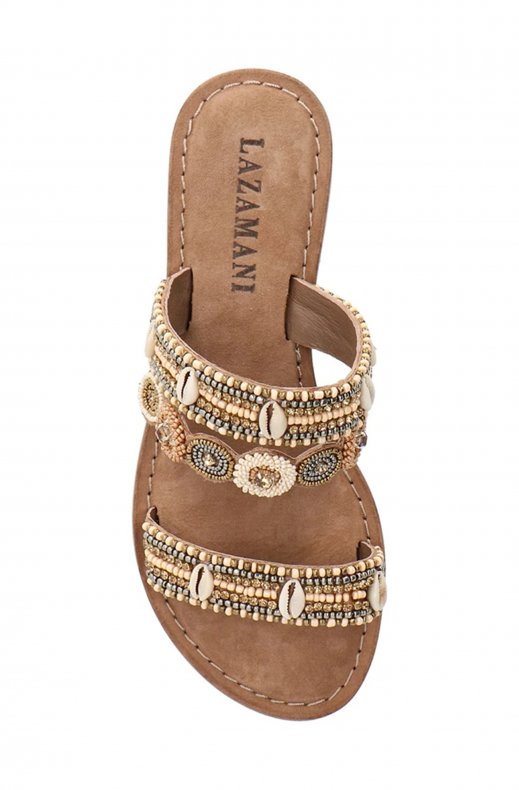 Lazamani 75778 Strap Mule Beads Taupe