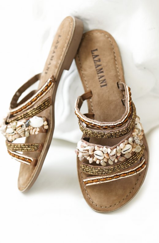 Lazamani - 75704 - Mules Straps Multi Shells Taupe
