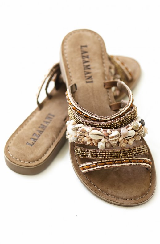 Lazamani - 75704 - Mules Straps Multi Shells Taupe