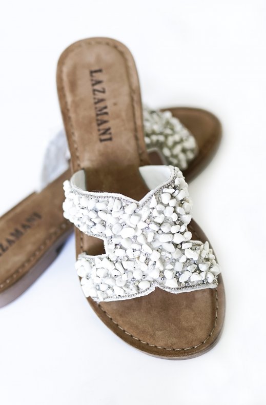 Lazamani - Stones Strass Sandal 75755 White