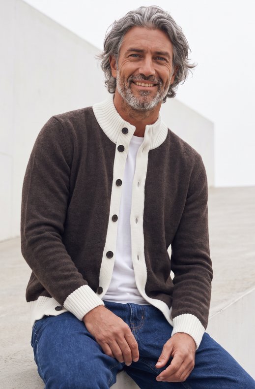Less Worries - Two Tone Cardigan - Nougat/Offwhite