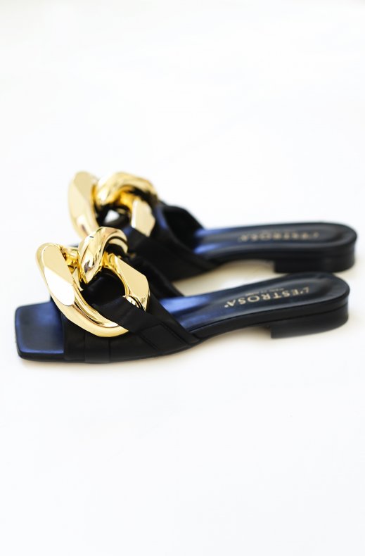 Lestrosa - Sandal with Chain - Black