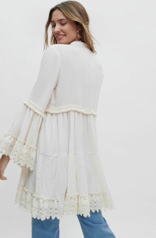 Lola Casademunt - Dress with Trumpet sleeve 22360009 - Offwhite