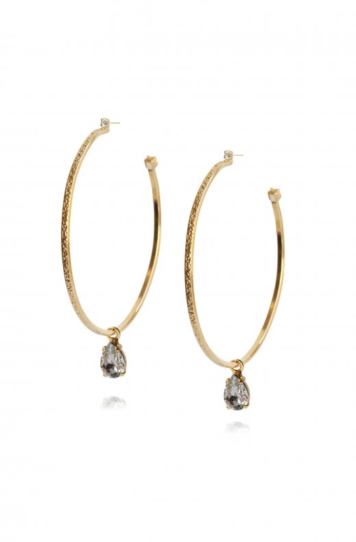Caroline Svedbom - drop loop earrings gold black diamond