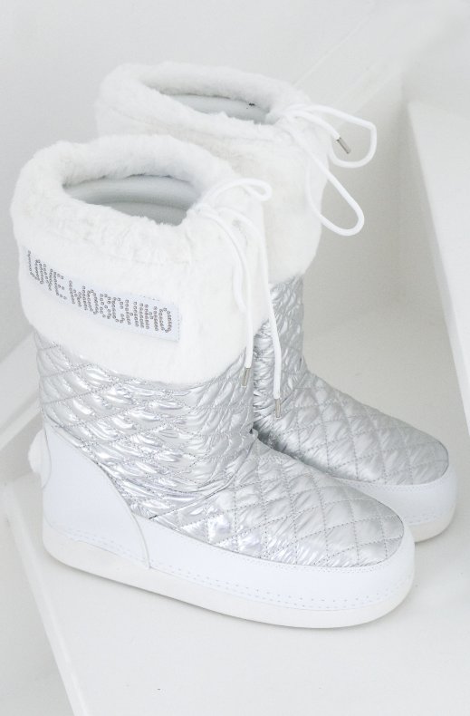 Love Moschino - Winter Boots Quilted Silver