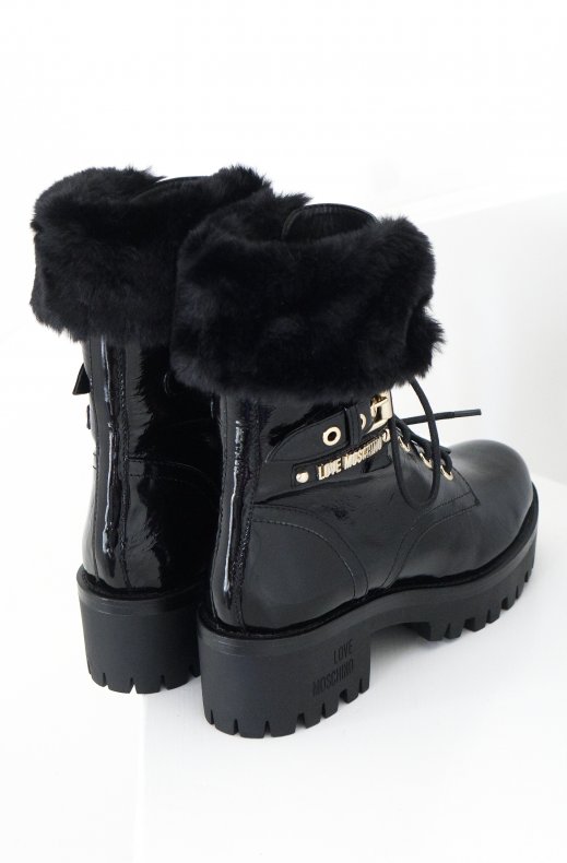Love Moschino - Patent Boots With Faux Fur