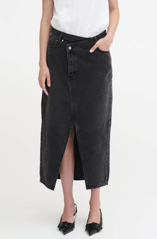 My Essential Wardrobe - Louis Wrap Denim skirt - Black Wash