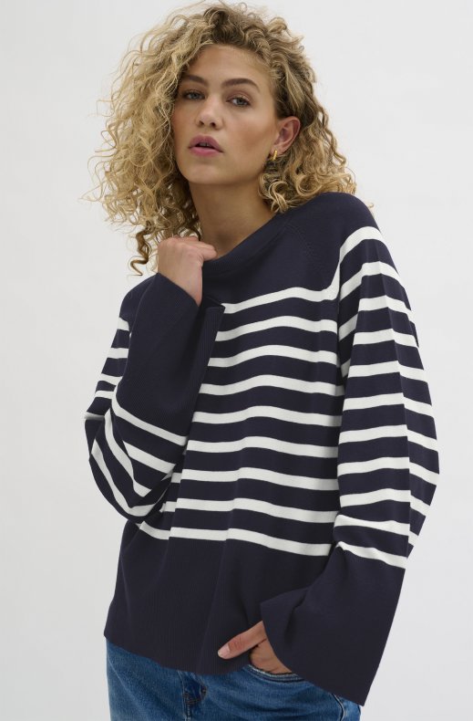 My Essential Wardrobe - Zeke - knit pullover - Navy Offwhite