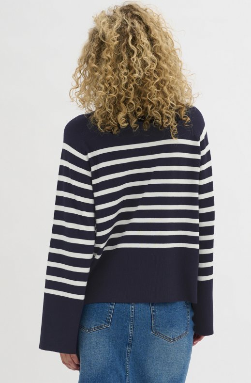 My Essential Wardrobe - Zeke - knit pullover - Navy Offwhite