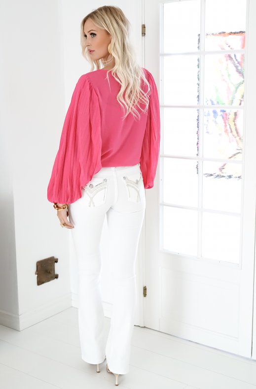 Miss Me - White Crossed Lines Denim