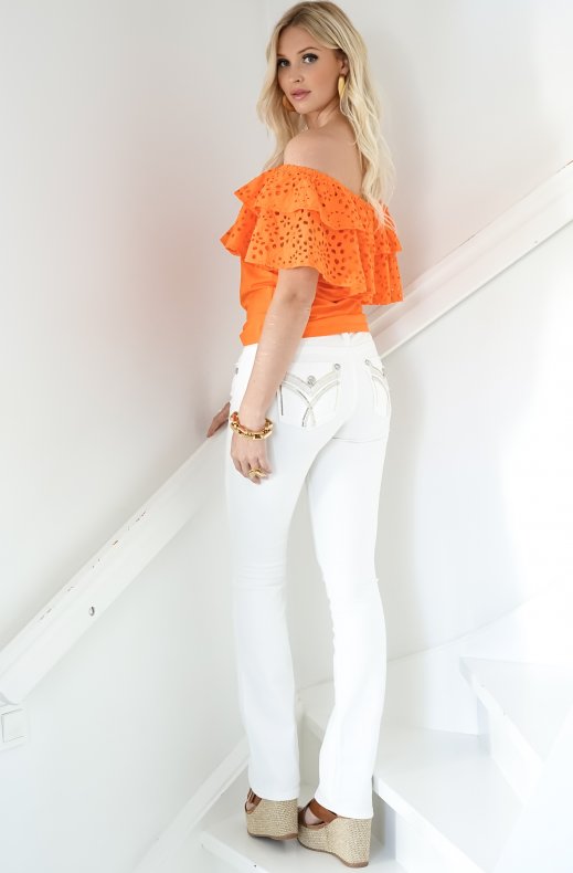 Miss Me - White Crossed Lines Denim