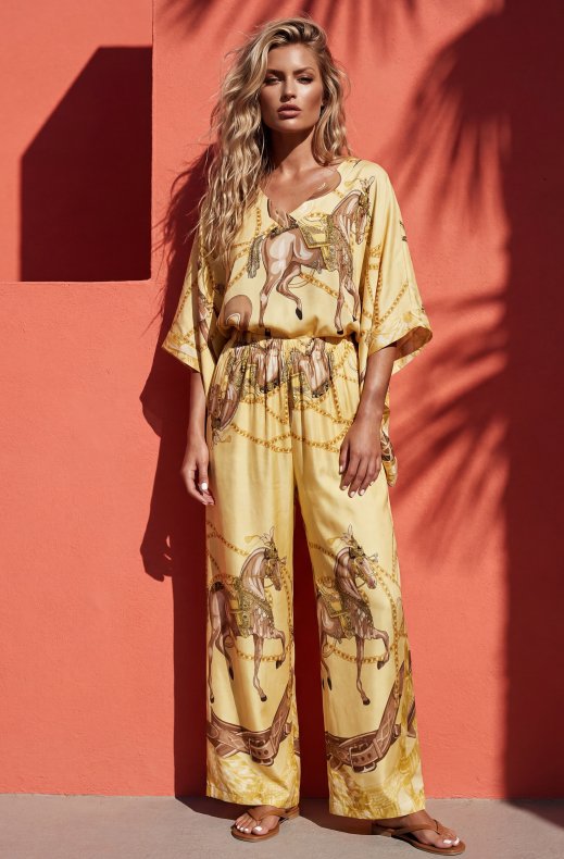 Mixed Brands - V-neck Top Chain Print 26216 - Yellow