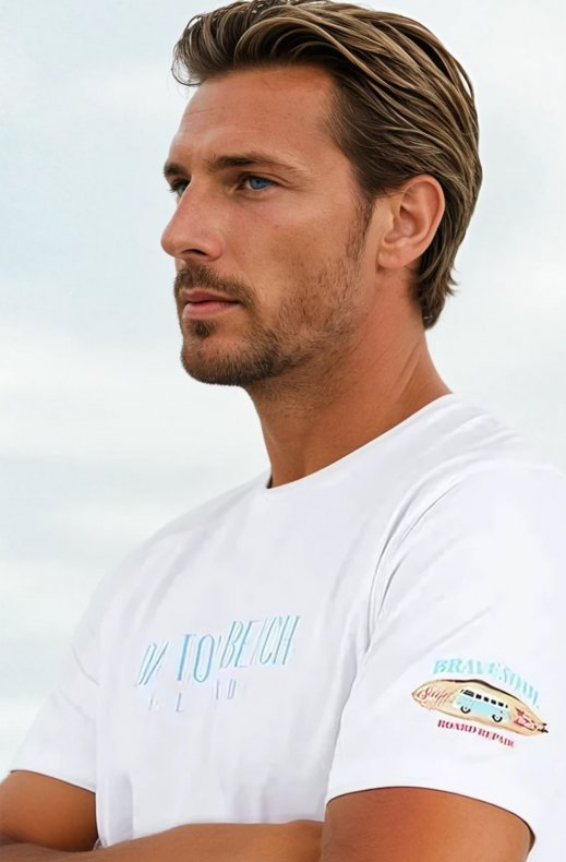 Mixed Brands - Mens Tshirt Beach Surf - White