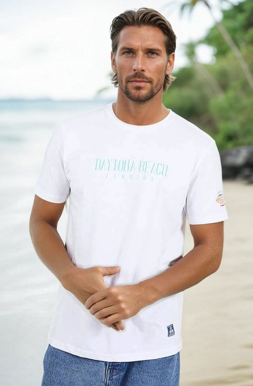 Mixed Brands - Mens Tshirt Beach Surf - White