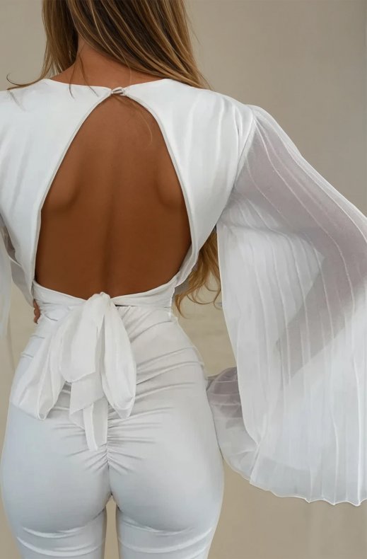 Mixed Brands - Top with chiffon sleeve 2468 - White