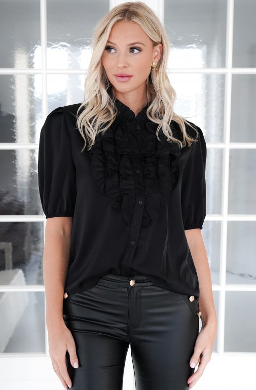 Mixed Brands - Faux leather pant with buttons A122 - Black