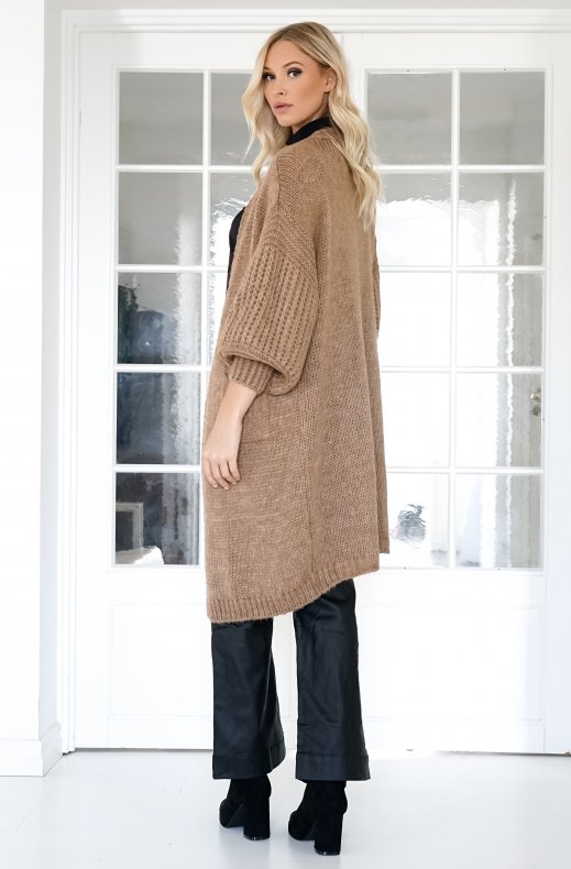Mixed Brands - Oversized knit cardigan with pockets - Camel
