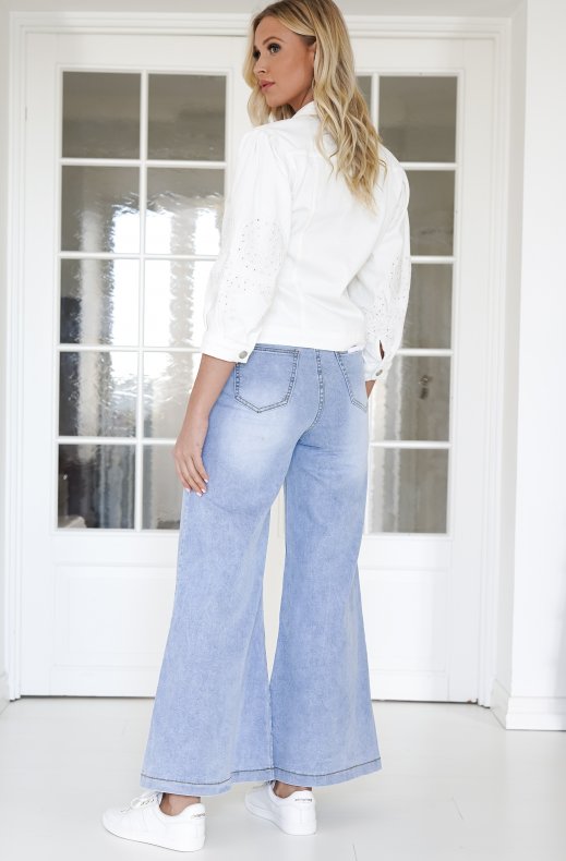 Mixed Brands- Denim jacket with Embroidered Sleeve DC480 - White