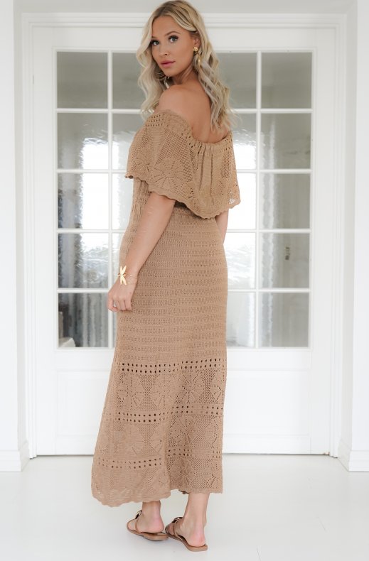 Mixed Brands - Openwork Strapless Dress SBE12824 - Beige