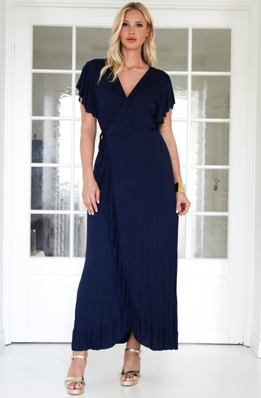 Mixed Brands - Long Wrap Dress 242915 - Blue
